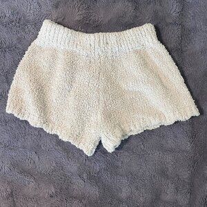 POL Super soft and warm cream ivory white fluffy shorts